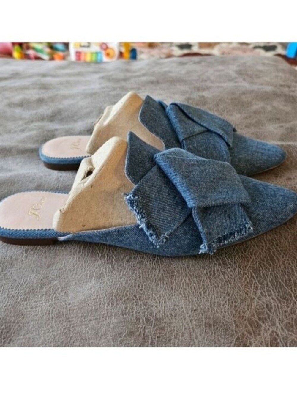 J. Crew Pointed-Toe Slides In Denim Size 8 - Picture 4 of 8